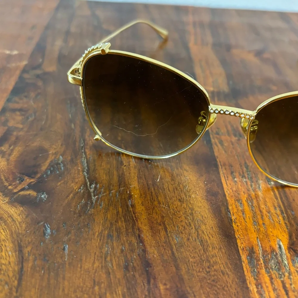 Charles & Keith Gold Butterfly Swarovski Crystal Sunglasses CK3-71280532 Brown‎